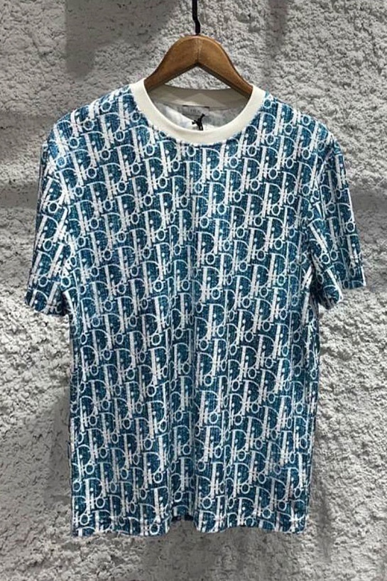 Мужская футболка Dior Oblique - Green / White