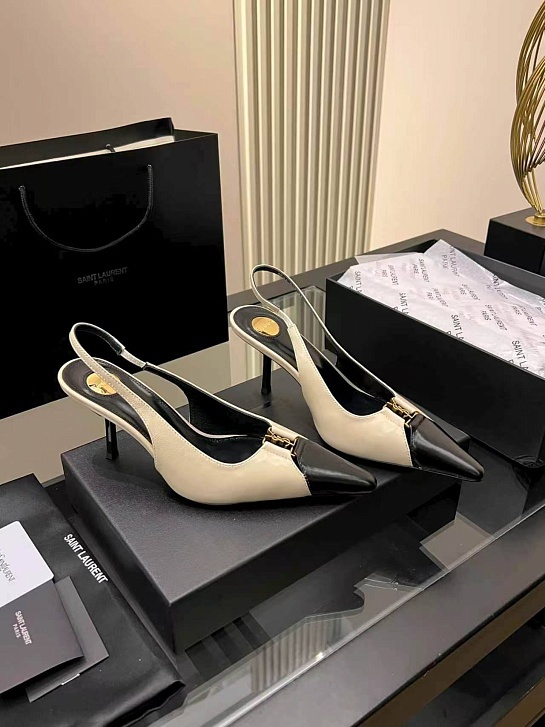 Женские кожаные туфли на каблуке Yves Saint Laurent premium