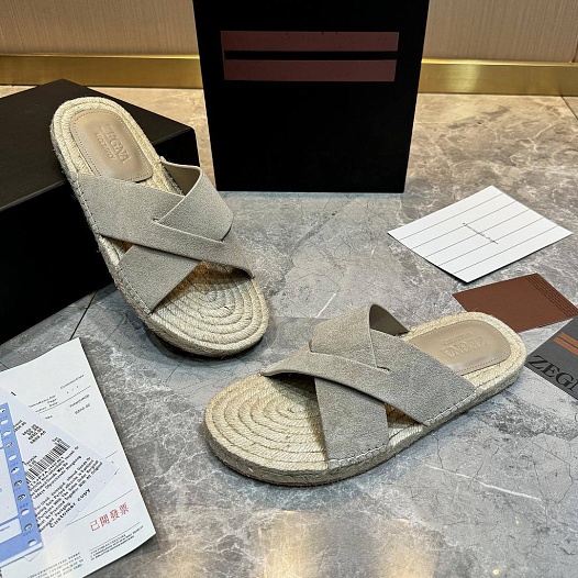 Мужские шлёпанцы Ermenegildo Zegna suede - Grey   