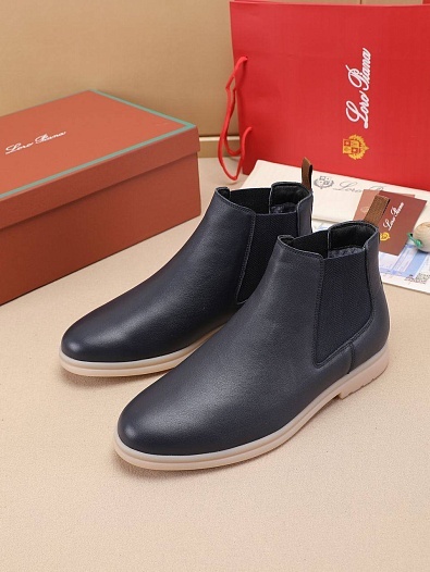 Кожаные ботинки с мехом Loro Piana   