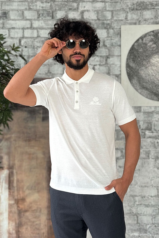 Мужское белое поло Loro Piana