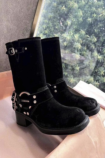 Женские замшевые сапоги MIU MIU Ankle Premium   