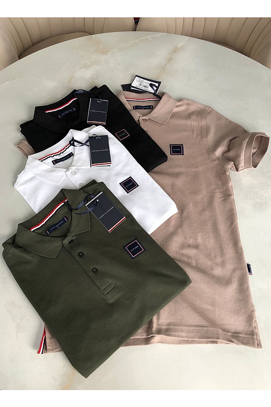 Классическое мужское поло Tommy Hilfiger бежевого цвета
