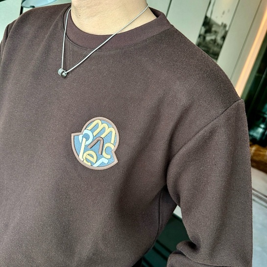 Мужской свитшот Moncler logo-patch - Brown