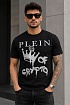Чёрная футболка со стразами Philipp Plein king of crypto