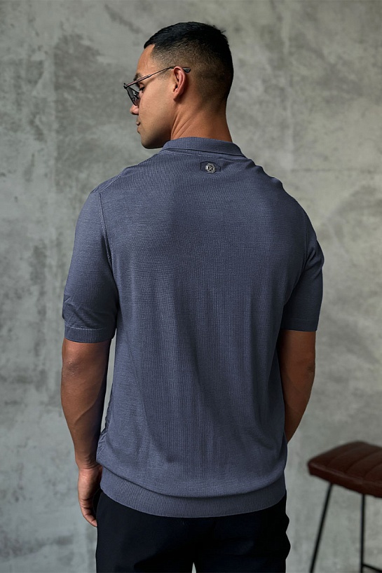 Мужское поло Stefano Ricci цвета индиго