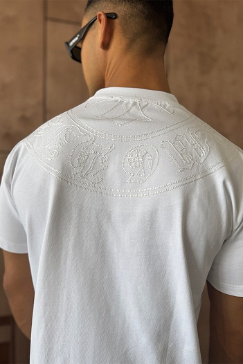 Белая оверсайз футболка Gothic logo   