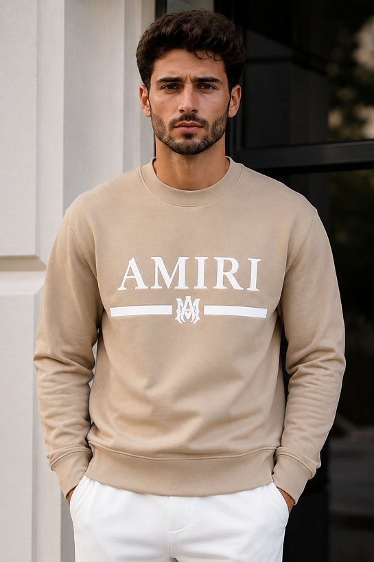 Бежевый свитшот Amiri MA bar crew-sweat
