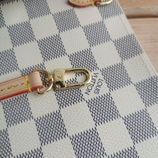 Женская кожаная сумка Louis Vuitton Neverfull MM Damier Azur 33x30 см