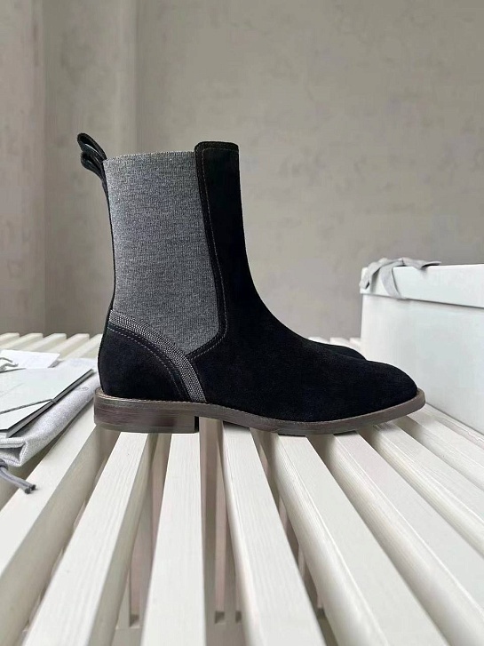 Женские замшевые ботинки Brunello Cucinelli Premium - Black