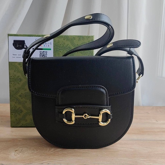 Женская сумка Gucci Horsebit 1955 mini 19x18 см - Black