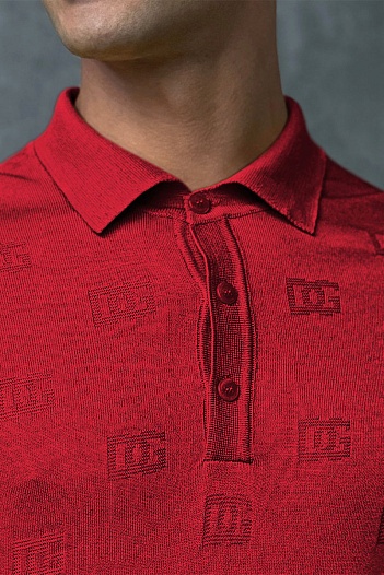 Мужское поло Dolce & Gabbana monogram all-over - Red   