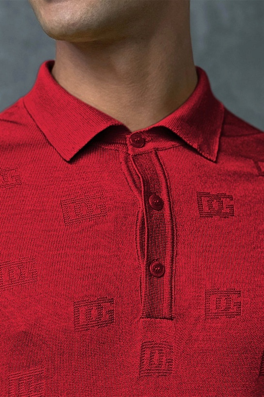 Мужское поло Dolce & Gabbana monogram all-over - Red