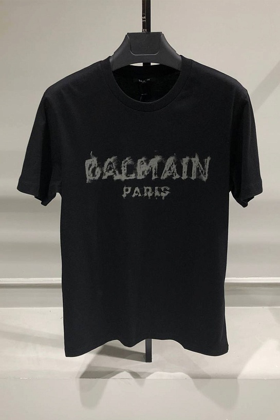 Чёрная оверсайз футболка Balmain Paris logo-print