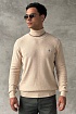 Бежевая кофта с высоким воротником Moncler logo-patch