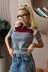 Женское двухцветное поло MIU MIU