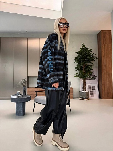 Женская утеплённая рубашка в клетку Chrome Hearts Premium   