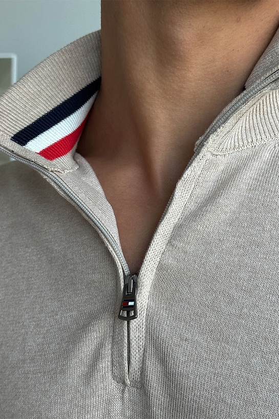 Кофта бежевого цвета Tommy Hilfiger quarter-zip