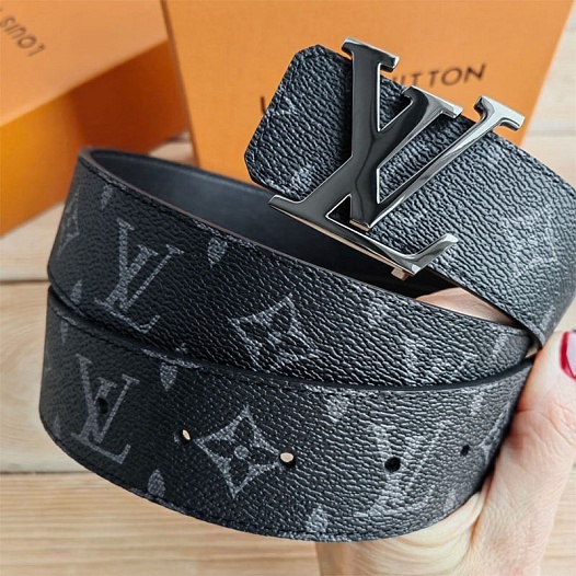 Кожаный ремень Louis Vuitton Monogram Eclipse (ширина 4 см)   