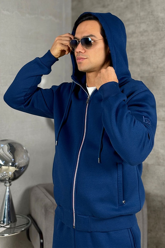 Утеплённая кофта на флисе Paul & Shark синего цвета