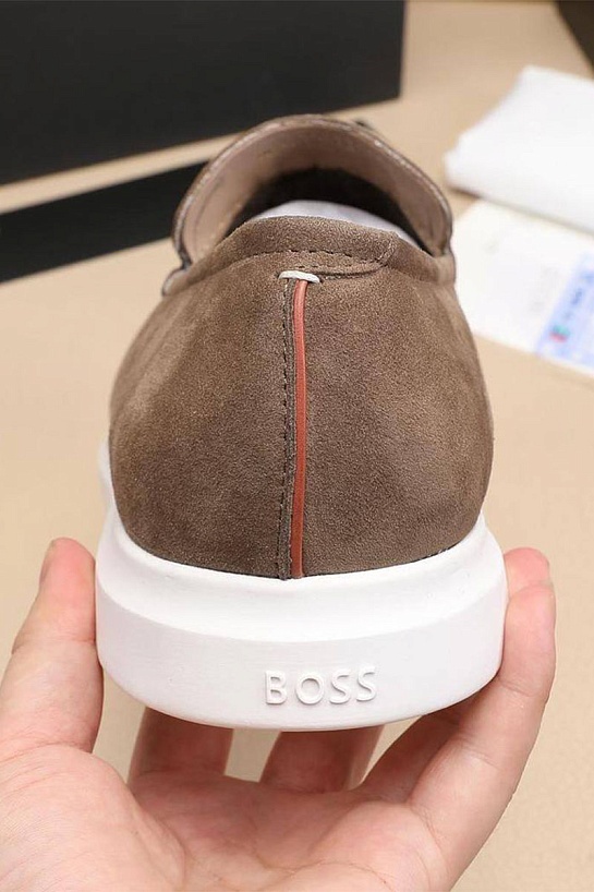 Замшевые лоферы с мехом Hugo Boss