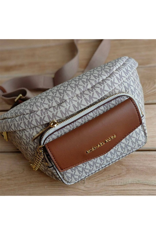 Кожаная поясная сумка Michael Kors Perry 27x14 см - White