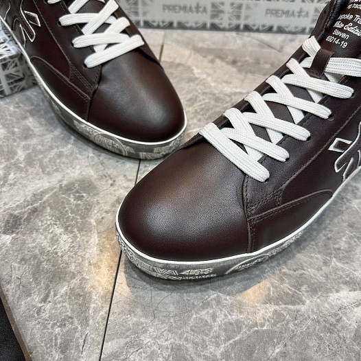 Кожаные кроссовки с мехом Premiata high-top - Brown   