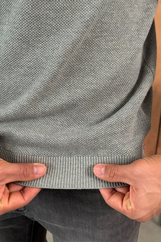 Серый джемпер Tommy Hilfiger Zip Neck logo-embroidered