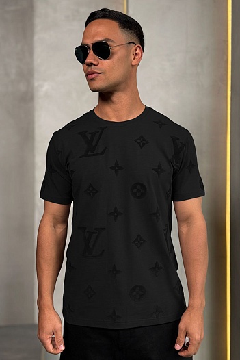 Чёрная мужская футболка Louis Vuitton Monogram All-over   