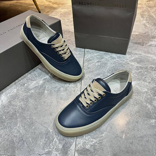 Кожаные кеды Brunello Cucinelli Sail low-top - Blue   