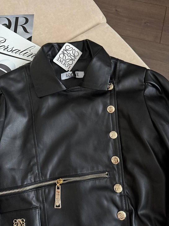 Женская кожаная куртка Loewe premium - Black