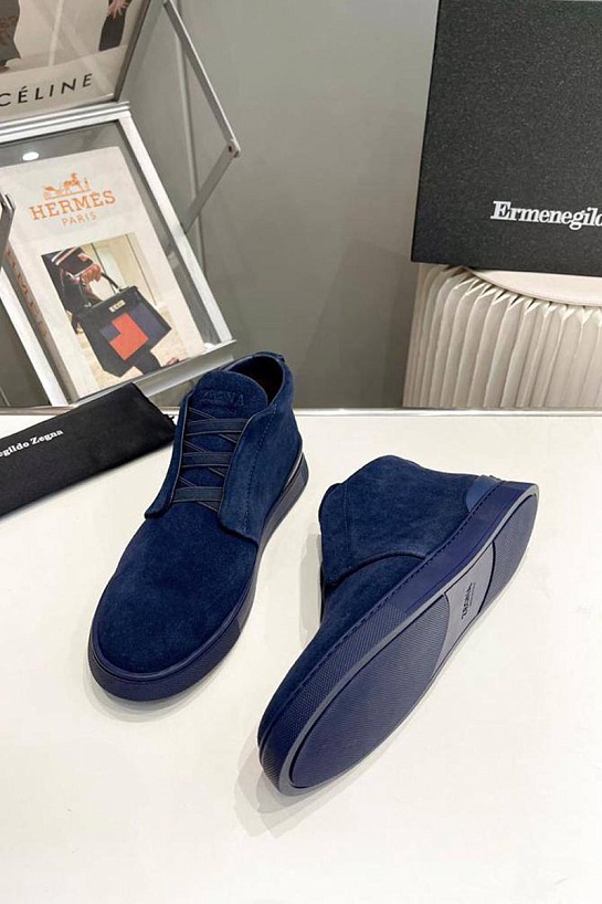 Замшевые кроссовки Zegna Triple Stitch high-top