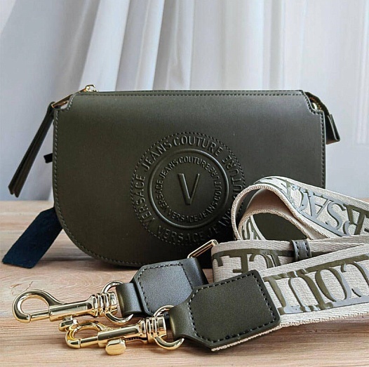 Кожаная сумка Versace Jeans Conture 22x15 см - Green   