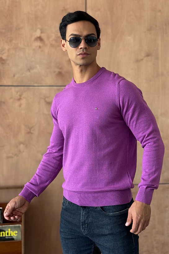 Мужская кофта Tommy Hilfiger фиолетового цвета logo-embroidered