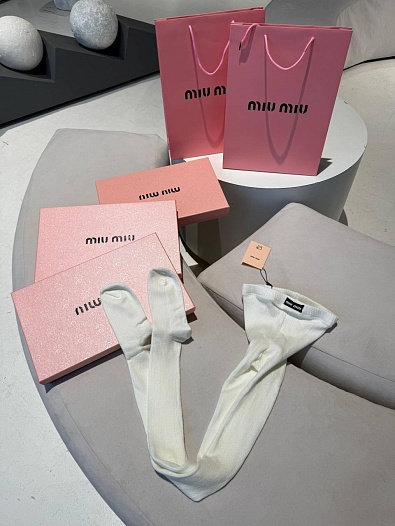 Женские кашемировые колготы MIU MIU белого цвета   