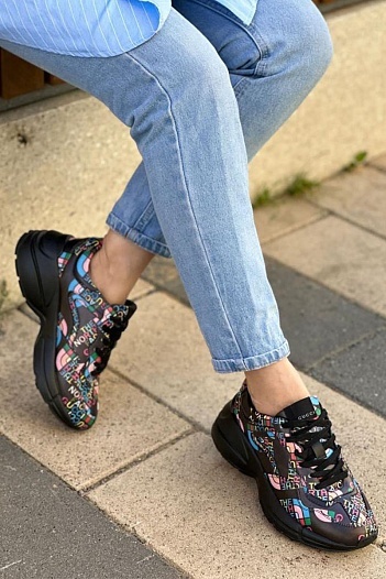 Женские кожаные кроссовки The North Face x Gucci Rhyton - Black   