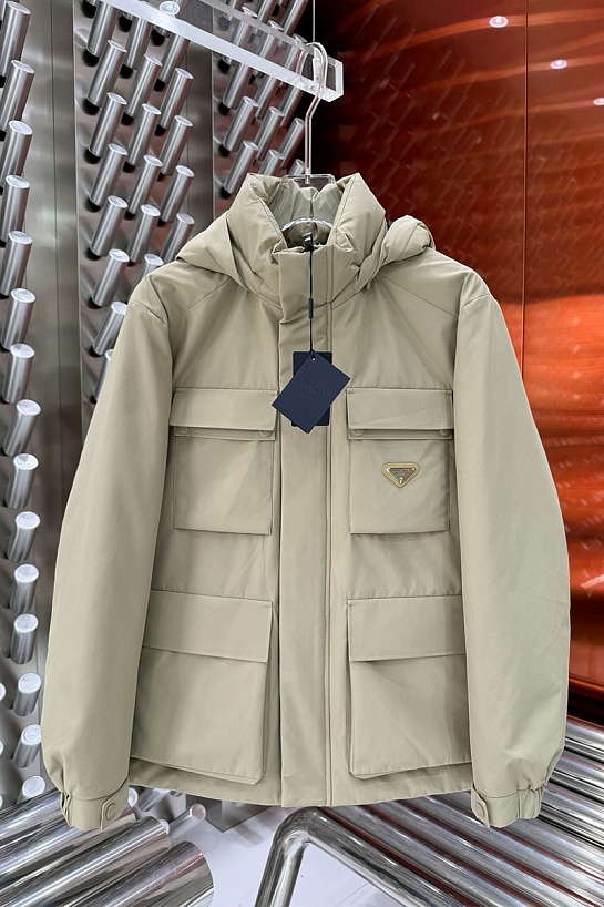 Мужская куртка Prada logo-plaque - Beige