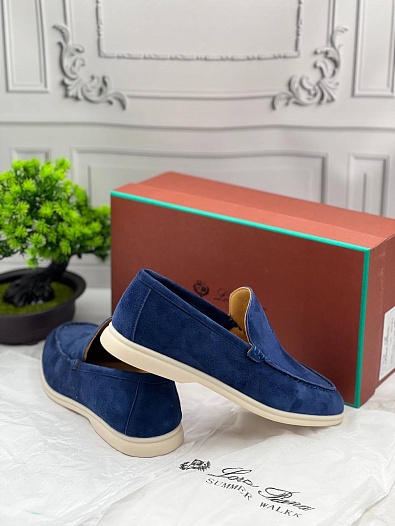 Замшевые лоферы Loro Piana Summer Walk - Navy   
