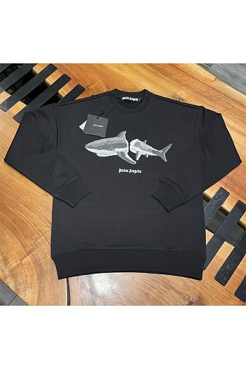 Чёрный оверсайз свитшот Palm Angels Shark   