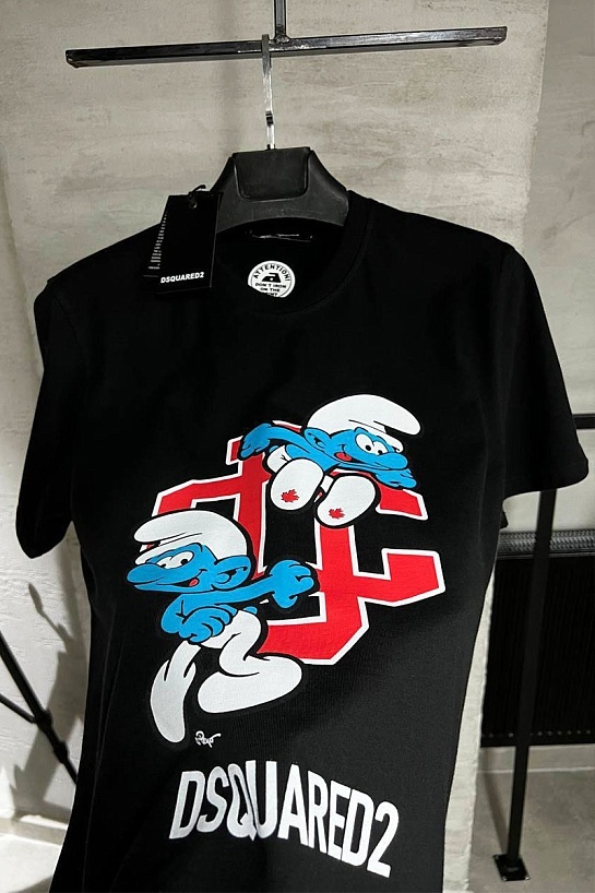 Чёрная футболка Dsquared2 smurfs graphic-print