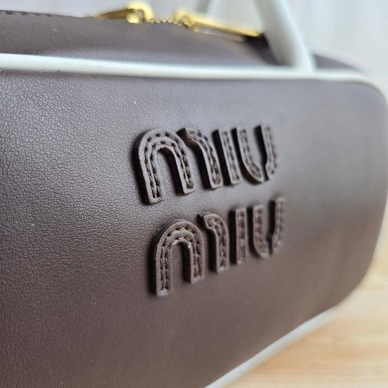Кожаная сумка тоут MIU MIU Beau 29x14 см - Brown