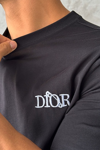 Мужская чёрная футболка Dior paint-splatter   