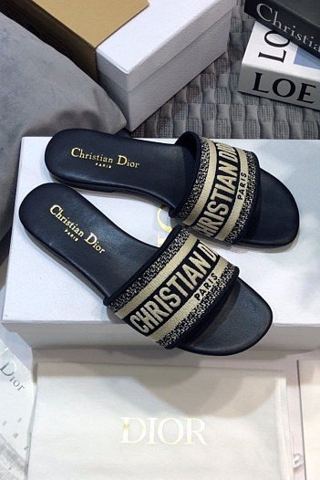 Женские кожаные шлёпанцы Dior Premium   