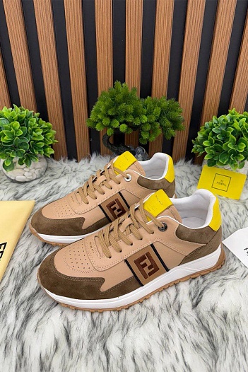 Мужские кроссовки Fendi FF logo - Brown   