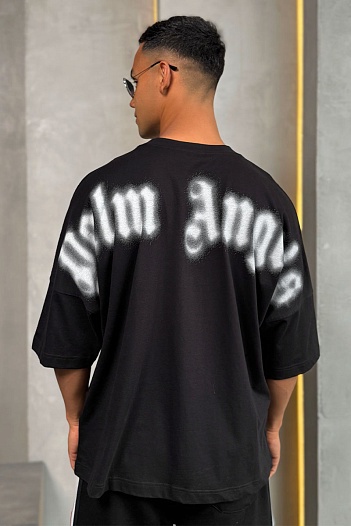 Чёрная оверсайз футболка Palm Angels Blurred Logo   