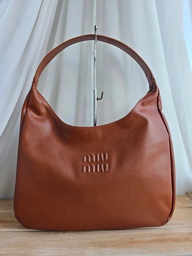 Кожаная сумка MIU MIU 39x22 см - Brown   