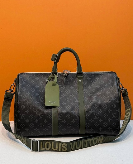 Кожаная дорожная сумка Louis Vuitton Keepall Bandouliere premium 45x27x20 см   