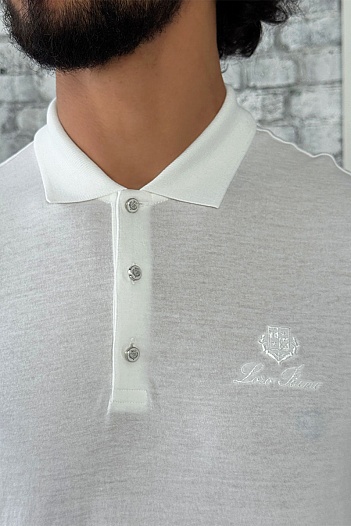 Мужское белое поло Loro Piana   