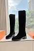 Женские замшевые сапоги Hermes Premium - Black