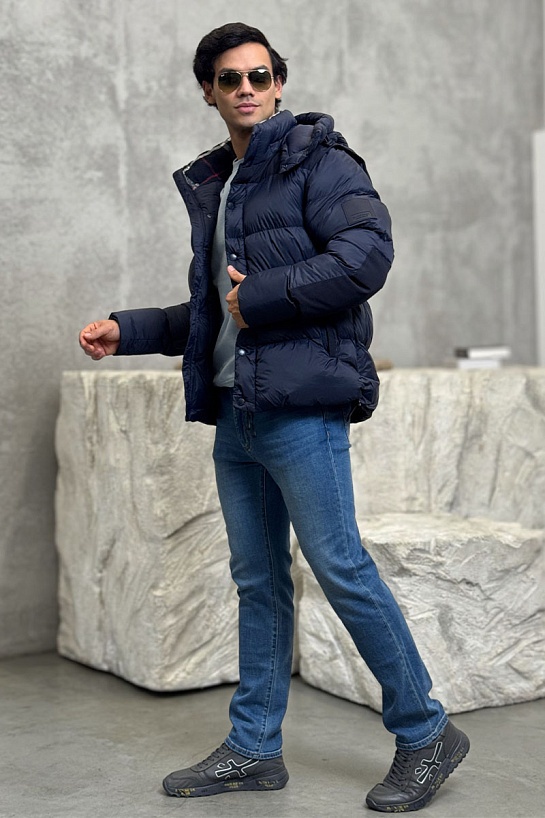 Синяя куртка со съёмными рукавами Burberry London England logo-patch